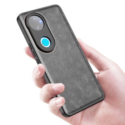 Kapa Tux Leather Back Cover for Vivo V50 5G | Slim Shockproof Camera Protection Bumper Case (Grey)