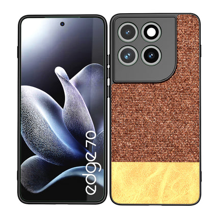 Kapa Soft Fabric & Leather Hybrid Protective Back Cover for Moto Edge 70 | Shockproof Slim Hard Anti Slip Back Case (Brown)