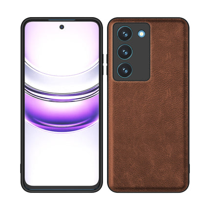 Kapa Tux Leather Back Cover for Realme 14X | Slim Shockproof Camera Protection Bumper Case (Brown)