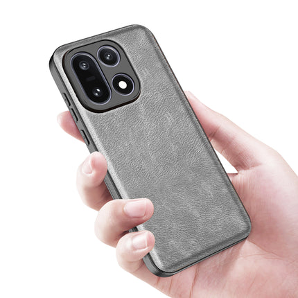 Kapa Tux Leather Back Cover for OnePlus 15 | Slim Shockproof Camera Protection Bumper Case (Grey)