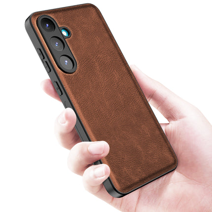 Kapa Tux Leather Back Cover for Samsung Galaxy S25 | Slim Shockproof Camera Protection Bumper Case (Brown)