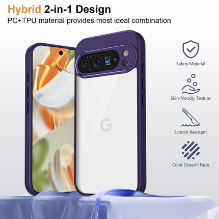 Kapa Hawkeye Clear Slim Tough Back Cover for Google Pixel 10 Pro | Camera Lens Protector Anti Yellow Shockproof Clear Hybrid Case Cover (Purple)