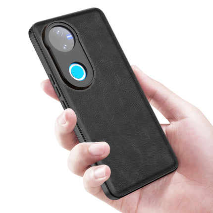 Kapa Tux Leather Back Cover for Vivo V50 5G | Slim Shockproof Camera Protection Bumper Case (Black)