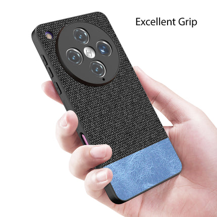 Kapa Soft Fabric & Leather Hybrid Protective Back Cover for Oppo Find X8 Pro | Shockproof Slim Hard Anti Slip Back Case (Black,Blue)