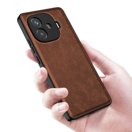 Kapa Tux Leather Back Cover for iQoo Neo 10R | Slim Shockproof Camera Protection Bumper Case (Brown) - Mobizang