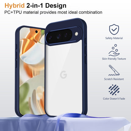 Kapa Hawkeye Clear Slim Tough Back Cover for Google Pixel 10 | Camera Lens Protector Anti Yellow Shockproof Clear Hybrid Case Cover (Blue)