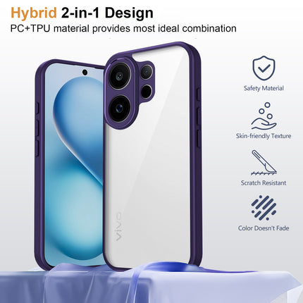 Kapa Hawkeye Clear Slim Tough Back Cover for Vivo V60 / V60e / Vivo T4 Pro 5G | Camera Lens Protector Anti Yellow Shockproof Clear Hybrid Case Cover (Purple Sides) - Mobizang