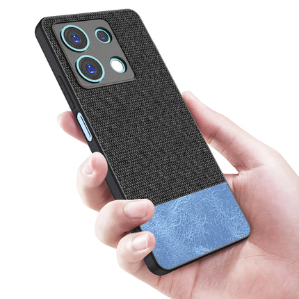 Kapa Soft Fabric & Leather Hybrid Protective Back Cover for Redmi Note 13 (5G) | Shockproof Slim Hard Anti Slip Back Case (Black,Blue)