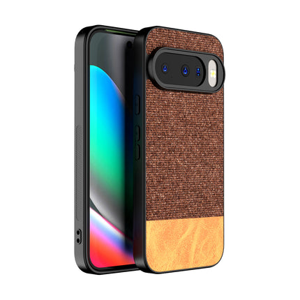 Kapa Soft Fabric & Leather Hybrid Protective Back Cover for Google Pixel 10 | Shockproof Slim Hard Anti Slip Back Case (Brown)