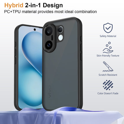 Kapa Smoked Hawkeye Matte Slim Tough Back Cover for Vivo X200 FE 5G | Camera Lens Protector Anti Yellow Shockproof Matte Hybrid Case Cover (Smoked Black)