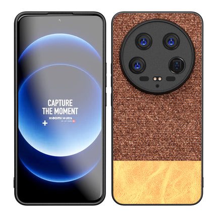 Kapa Soft Fabric & Leather Hybrid Protective Back Cover for Xiaomi 14 ULTRA (5G) | Shockproof Slim Hard Anti Slip Back Case (Brown)