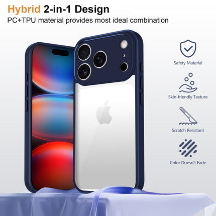 Kapa Hawkeye Clear Slim Tough Back Cover for Apple iPhone 17 Pro Max | Camera Lens Protector Anti Yellow Shockproof Clear Hybrid Case Cover (Blue)