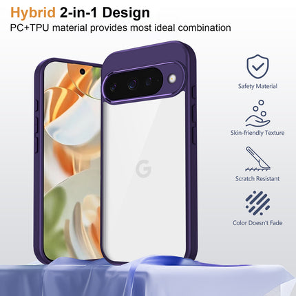 Kapa Hawkeye Clear Slim Tough Back Cover for Google Pixel 10 | Camera Lens Protector Anti Yellow Shockproof Clear Hybrid Case Cover (Purple)