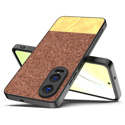 Kapa Soft Fabric & Leather Hybrid Protective Back Cover for OnePlus Nord CE 4 Lite | Shockproof Slim Hard Anti Slip Back Case (Brown)