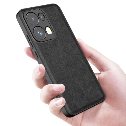 Kapa Tux Leather Back Cover for Oppo Reno 13 Pro | Slim Shockproof Camera Protection Bumper Case (Black) - Mobizang