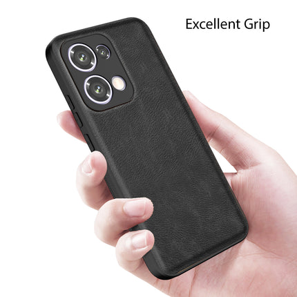 Kapa Tux Leather Back Cover for Oppo Reno 13 5G | Slim Shockproof Camera Protection Bumper Case (Black)
