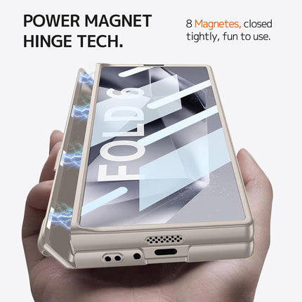 Kapa Magnetic Hinge Case for Samsung Galaxy Z Fold 6 | Inbuilt S-Pen Holder Stand Hybrid Back Cover (Titanium)
