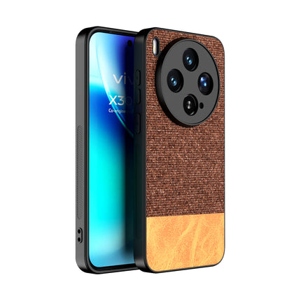 Kapa Soft Fabric & Leather Hybrid Protective Back Cover for Vivo X300 5G | Shockproof Slim Hard Anti Slip Back Case (Brown)