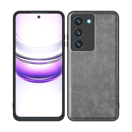 Kapa Tux Leather Back Cover for Realme 14X | Slim Shockproof Camera Protection Bumper Case (Grey)