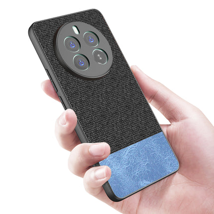 Kapa Soft Fabric & Leather Hybrid Protective Back Cover for Realme 12 Pro / 12 Pro Plus | Shockproof Slim Hard Anti Slip Back Case (Black,Blue) - Mobizang