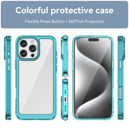 Kapa Unicorn Acrylic Clear Back Cover For Apple iPhone 16 Pro Max | Slim Shockproof [Military Grade Protection] Hybrid Bumper Case (Blue Sides)