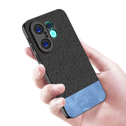 Kapa Soft Fabric & Leather Hybrid Protective Back Cover for Vivo X200 FE 5G | Shockproof Slim Hard Anti Slip Back Case (Black,Blue)