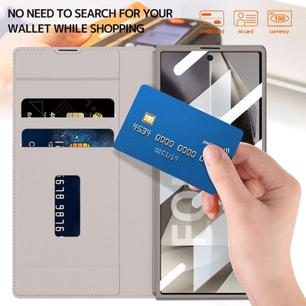 Kapa Sheath Leather Flip Case for Samsung Galaxy Z Fold 6 | Inbuilt S Pen Holder, Slim Hybrid Stand Protection Flip Cover (Titanium)