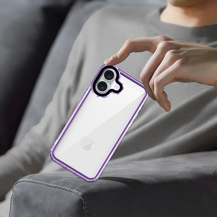 Kapa Warrior Acrylic Clear Back Cover For Apple iPhone 16 | Slim Shockproof [Military Grade Protection] Hybrid Bumper Case (Purple Sides)