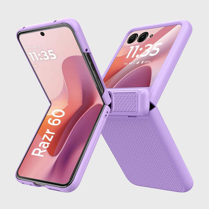 Kapa Textured Grip Hinge Protection Back Cover for Moto Razr 60/50 | with [Inbuilt Glass] Full Body Shockproof Hard Back Case (Purple)