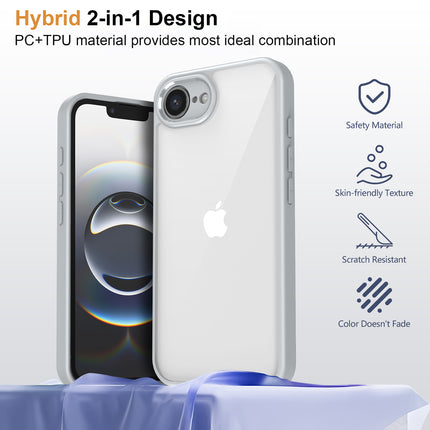 Kapa Hawkeye Clear Back Cover for Apple iPhone 16E | Camera Lens Protector Shockproof Slim Clear Case Cover (Grey Sides)