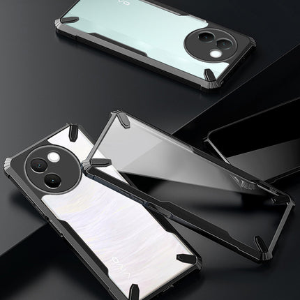 Kapa Bull Clear Back Cover for Vivo V30E (5G) | [Military Grade Protection] Shock Proof Slim Hybrid Bumper Case (Black)
