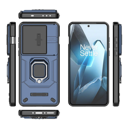Kapa Armor Slider Back Cover for OnePlus 13 | Inbuilt Ring + Camera Slider Shockproof Lens Protection Bumper Back Case (Blue)