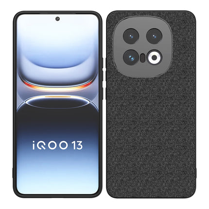 Kapa Soft Full Fabric Protective Back Case Cover for Iqoo 13 (5G) | Shockproof Slim Hard Anti Slip Back Case (Black)
