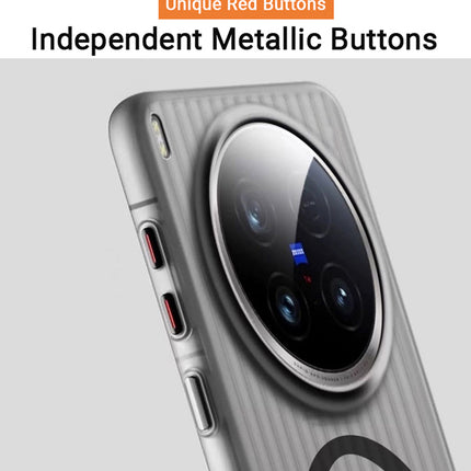 Kapa Wave Magnetic Frosted Grip Back Cover for Vivo X200 Ultra | [MagSafe Compatible] Wireless charging, Slim, Metal Buttons Matte Finish Back Case (White) - Mobizang