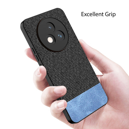 Kapa Soft Fabric & Leather Hybrid Protective Back Cover for Realme P3 PRO 5G | Shockproof Slim Hard Anti Slip Back Case (Black,Blue)