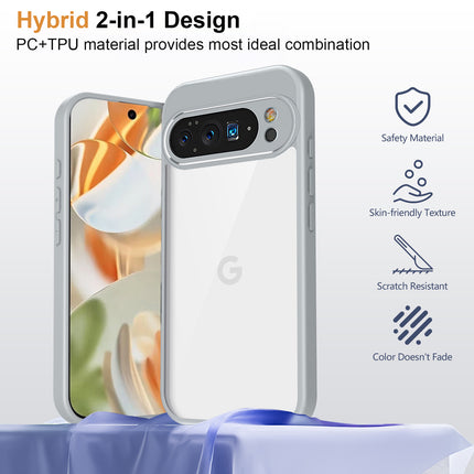 Kapa Hawkeye Clear Slim Tough Back Cover for Google Pixel 10 Pro | Camera Lens Protector Anti Yellow Shockproof Clear Hybrid Case Cover (Grey)