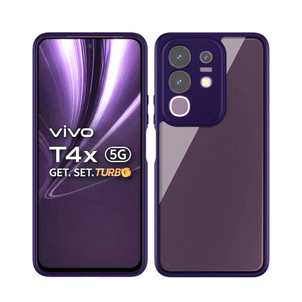 Kapa Hawkeye Clear Back Cover for Vivo T4X 5G | Camera Lens Protector Shockproof Slim Clear Case Cover (Purple Sides) - Mobizang