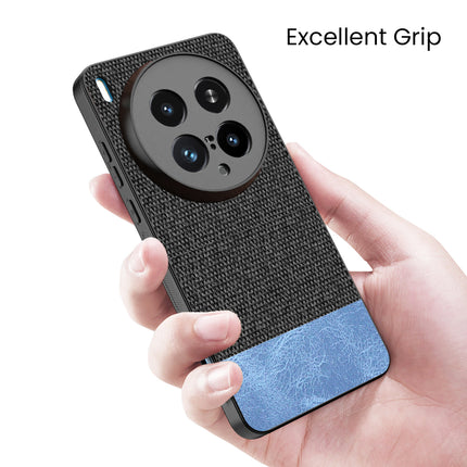 Kapa Soft Fabric & Leather Hybrid Protective Back Cover for Vivo X200 Ultra | Shockproof Slim Hard Anti Slip Back Case (Black,Blue)