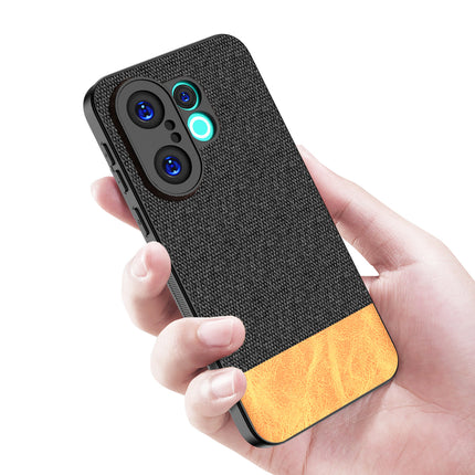Kapa Soft Fabric & Leather Hybrid Protective Back Cover for Vivo X200 FE 5G | Shockproof Slim Hard Anti Slip Back Case (Black,Brown)