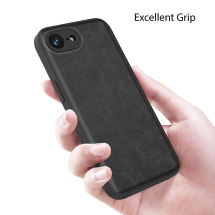 Kapa Tux Leather Back Cover for Apple iPhone 16E | Slim Shockproof Camera Protection Bumper Case (Black) - Mobizang