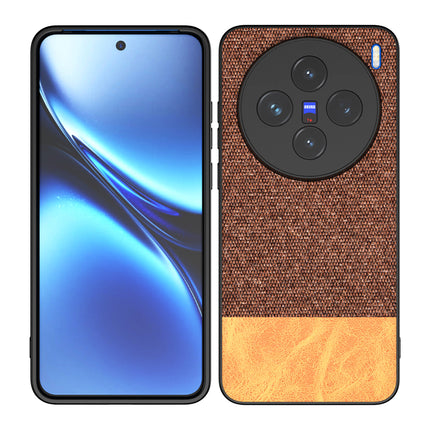 Kapa Soft Fabric & Leather Hybrid Protective Back Cover for Vivo X200 (5G) | Shockproof Slim Hard Anti Slip Back Case (Brown) - Mobizang