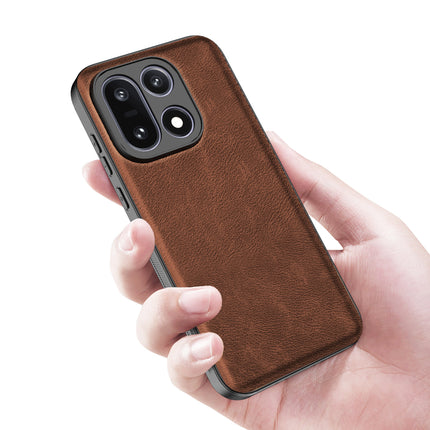 Kapa Tux Leather Back Cover for OnePlus 15 | Slim Shockproof Camera Protection Bumper Case (Brown) - Mobizang