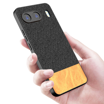 Kapa Soft Fabric & Leather Hybrid Protective Back Cover for OnePlus Nord 4 | Shockproof Slim Hard Anti Slip Back Case (Black,Brown)