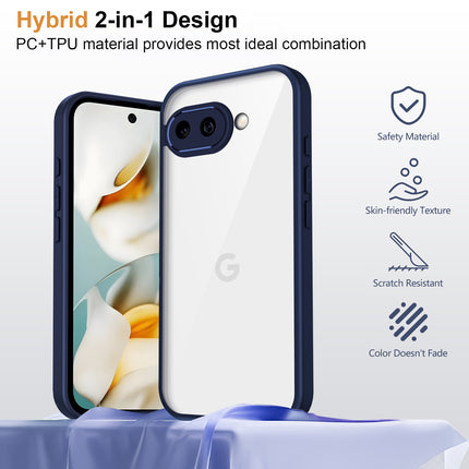 Kapa Hawkeye Clear Slim Tough Back Cover for Google Pixel 9A | Camera Lens Protector Anti Yellow Shockproof Clear Hybrid Case Cover (Blue)