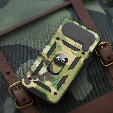 Kapa Tank Back Cover for Apple iPhone 17 Air | Inbuilt Ring + Slider Shockproof Lens Protection Bumper Back Case (Green)