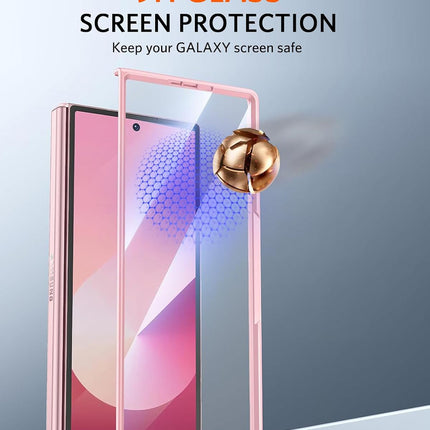 Kapa Textured Grip Pen Holder Hinge Protection Back Cover for Samsung Galaxy Z Fold7 / Fold 7 | with Kickstand & S Pen Slot Case (Pink)