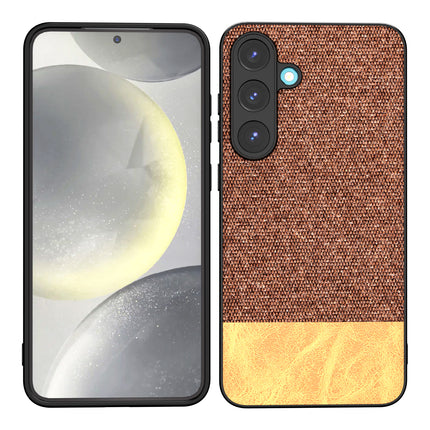 Kapa Soft Fabric & Leather Hybrid Protective Back Cover for Samsung Galaxy S25 Plus | Shockproof Slim Hard Anti Slip Back Case (Brown)