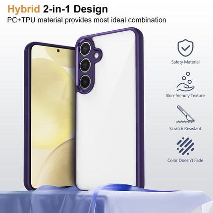 Kapa Hawkeye Clear Back Cover for Samsung Galaxy S25 | Camera Lens Protector Shockproof Slim Clear Case Cover (Purple Sides)