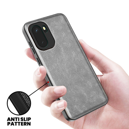 Kapa Tux Leather Back Cover for OnePlus 15R | Slim Shockproof Camera Protection Bumper Case (Grey)
