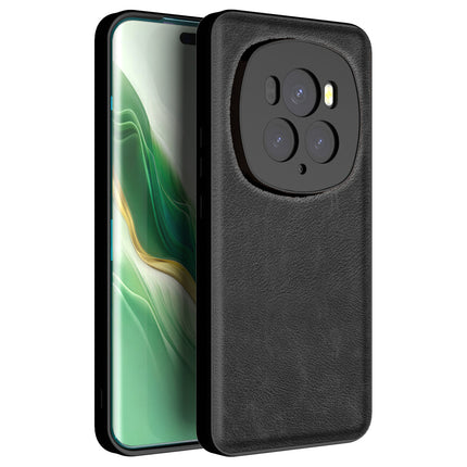 Kapa Tux Leather Back Cover for Honor Magic 6 PRO | Slim Shockproof Camera Protection Bumper Case (Black)